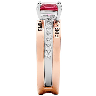 Ladies' 2-Tone 14K Rose Gold Plated Class Ring with Jacket and CZ Accents