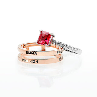 Ladies' 2-Tone 14K Rose Gold Plated Class Ring with Jacket and CZ Accents
