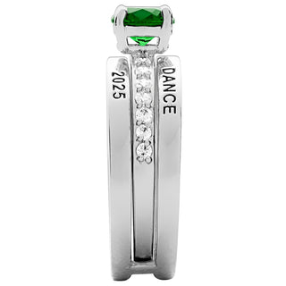 Ladies' Sterling Silver Class Ring with Jacket and CZ Accents