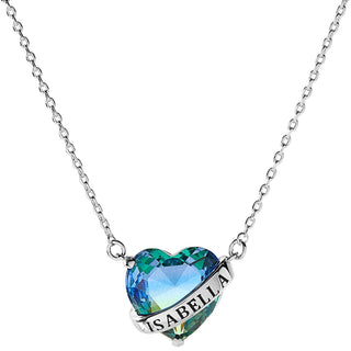 Bold Name Wrapped Iridescent Heart Necklace