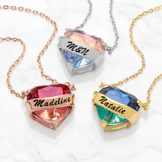 Name Wrapped Iridescent Heart Necklace