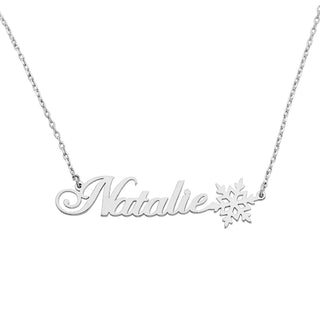 Fancy Script Name with Snowflake Necklace