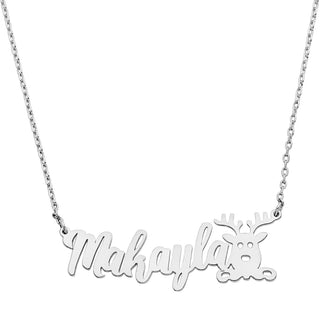 Fancy Script Name with Reindeer Necklace