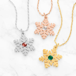 Snowflake with Birthstone Necklace