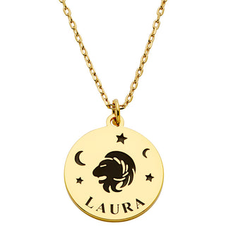 Zodiac Animal and Name Disc Necklace