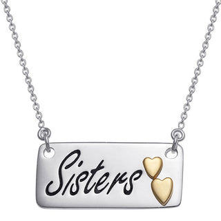 Sterling Silver Sisters with 14K Gold Plated Hearts Necklace