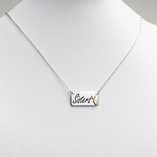 Sterling Silver Sisters with 14K Gold Plated Hearts Necklace