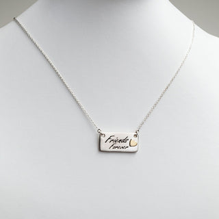 Sterling Silver Best Friends Plaque with Heart Necklace