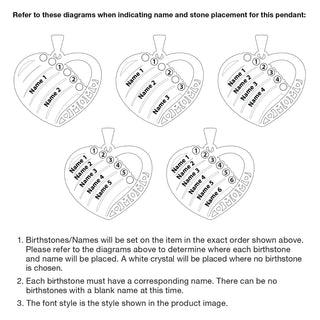 Engraved Heart Family Birthstone Necklace for Mom