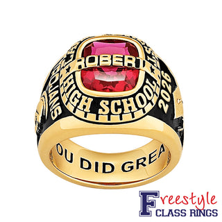 Men's Yellow CELEBRIUM Personalized-Top Traditional Class Ring