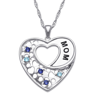 MOM Heart Birthstone Pendant