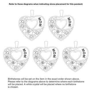 MOM Heart Birthstone Pendant