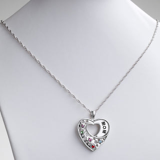 MOM Heart Birthstone Pendant