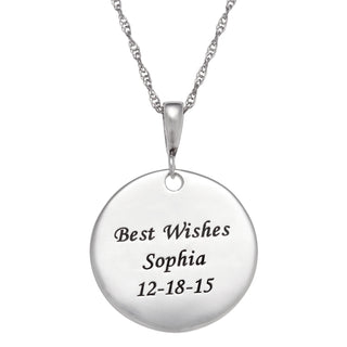 Personalized Sterling Silver Inspirational Create Life Imagine Disc Pendant