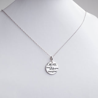 Personalized Sterling Silver Inspirational Create Life Imagine Disc Pendant