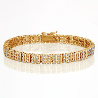 Two Tone Diamond Accent Swirl Bracelet 7 inches