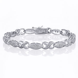 Rhodium Plated Diamond Accent Marquise and "X" Bracelet 7 inches