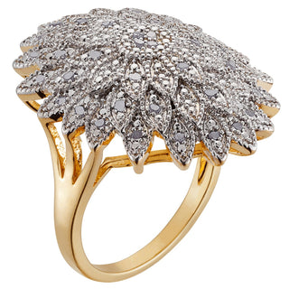 2 Tone Genuine Diamond Accent Cascading Floral Cocktail Ring