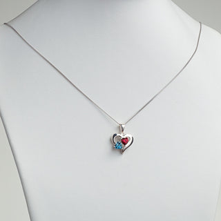 Sterling Silver Petite Couples Birthstone Heart Pendant