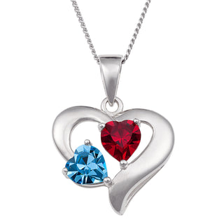 Sterling Silver Petite Couples Birthstone Heart Pendant