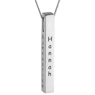 Sterling Silver Vertical 4-Sided Engraved Graduation Pendant
