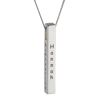 Sterling Silver Vertical 4-Sided Engraved Graduation Pendant