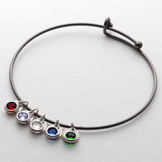 Expandable Double Bangle With Sterling Silver Initials & Birthstones