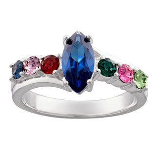 Sterling Silver Mother's Marquise Family Birthstone Ring