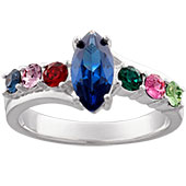 Sterling Silver Mother's Marquise Family Birthstone Ring
