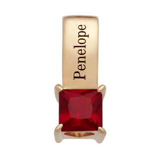 14K Gold over Sterling Engraved Name and Birthstone Charm