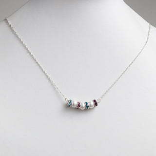 Family Birthstone Crystals and White Shell Pearl Necklace