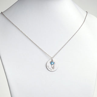 Sterling Silver Ballet Slippers Engravable Name and Birthstone Pendant