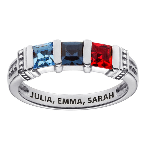 via SANGACIO MOM『SILVER STAR』 Mother's Birthstone Split Shank Bypass Ring 001SJT1056