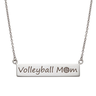 Sterling Silver Volleyball Mom Plaque Necklace