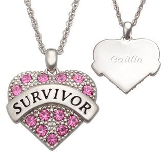 Survivor Heart Pendant with Crystals