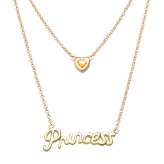 14K Gold over Sterling Princess Heart Birthstone Necklace