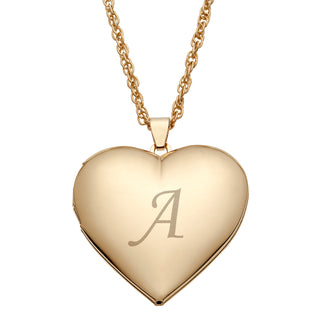 14K Gold Plated Engraved Initial Large Heart Locket