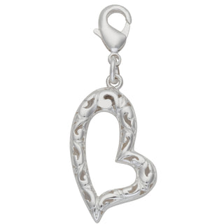 Silver Plated Filigree Angled Heart Charm