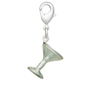Silver Plated Martini With Enamel Olive Charm