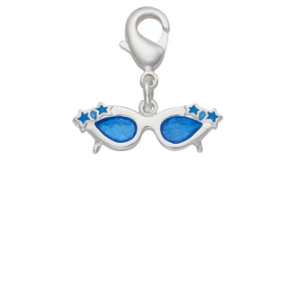 Silver Plated Eyeglass With Blue Crystal Charm