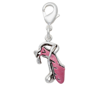Silver Plated Ballet Slipper With Pink Enamel Charm