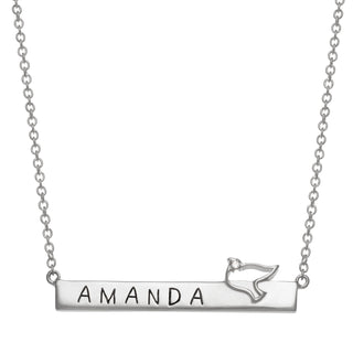Sterling Silver Personalized Diamond Accent Dove Necklace