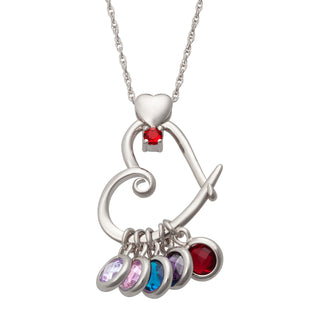 Sterling Silver Heart Bezel Set Birthstone Necklace