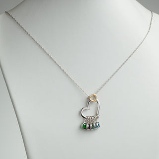Sterling Silver Double Heart Slider Necklace