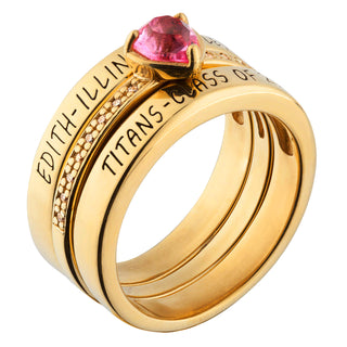 Women's 14K Gold over Sterling Stackable Freestyle Heart Class Ring