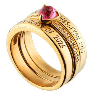 Women's 14K Gold over Sterling Stackable Freestyle Heart Class Ring