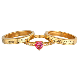 Women's 14K Gold over Sterling Stackable Freestyle Heart Class Ring