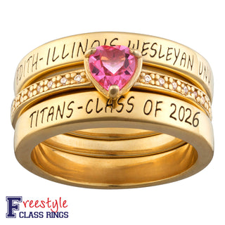 Women's 14K Gold over Sterling Stackable Freestyle Heart Class Ring