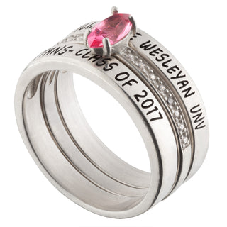 Sterling Silver Stackable Freestyle Marquise Class Ring