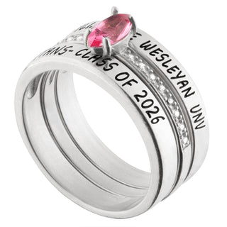 Sterling Silver Stackable Freestyle Marquise Class Ring